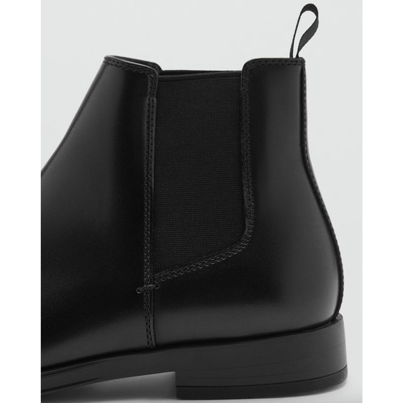 NEW MANGO MNG MEN'S BLACK FAUX LEATHER CHELSEA ANKLE BOOTS SZ 39 US 7 - Picture 3 of 5